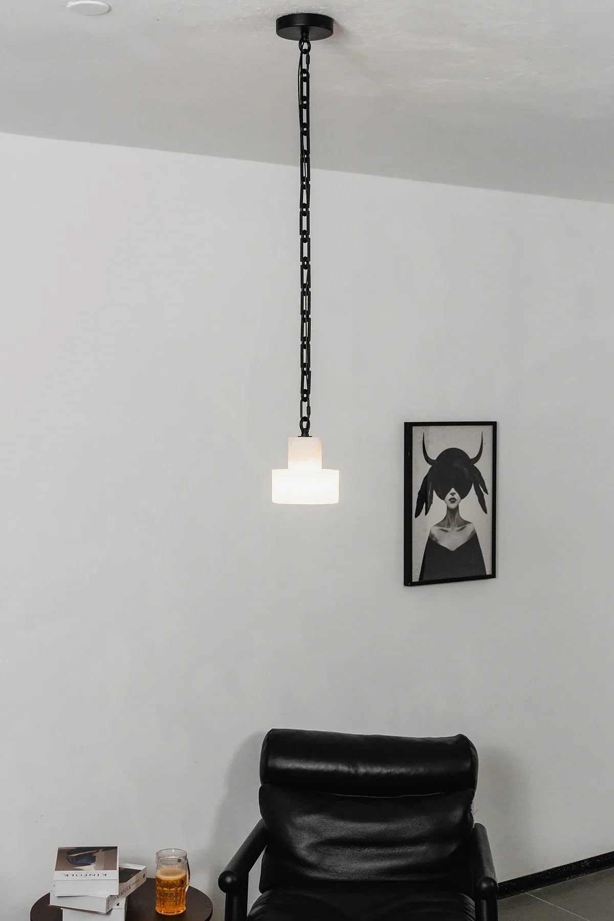 Alabaster Cylindrical Cluster Chain Chandelier – Alabaster detail 19