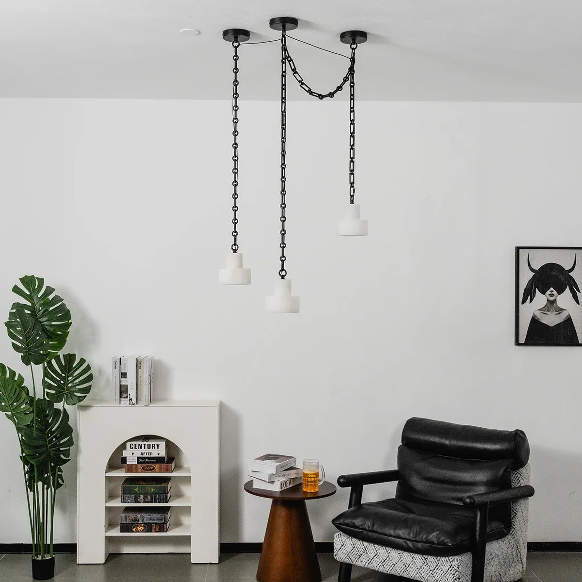 Alabaster Cylindrical Cluster Chain Chandelier – Alabaster detail 13