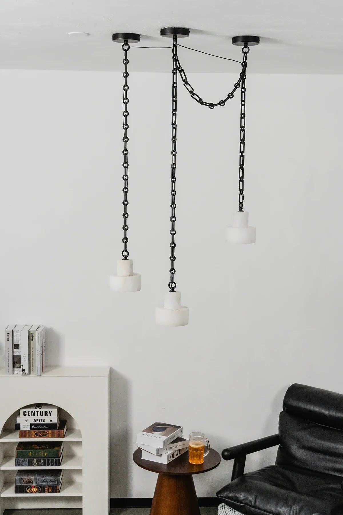 Alabaster Cylindrical Cluster Chain Chandelier – Alabaster detail 23