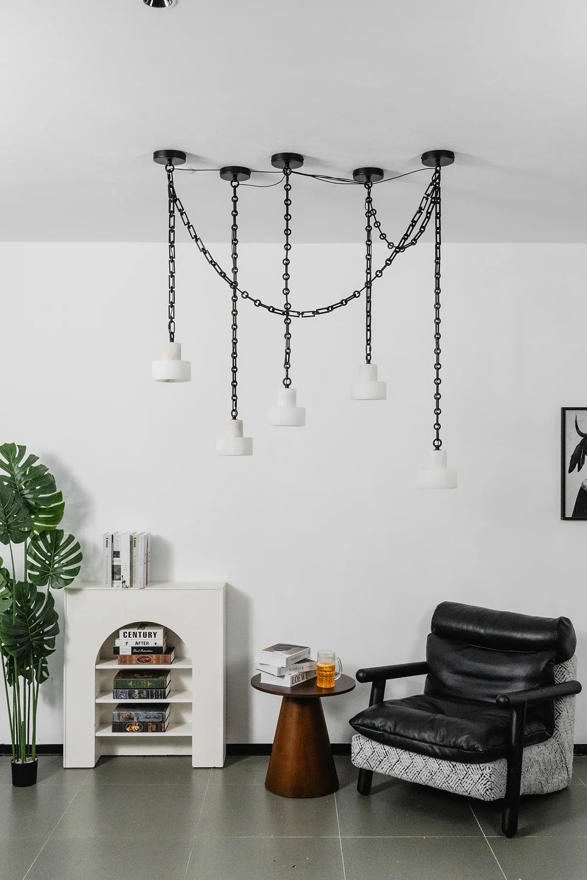 Alabaster Cylindrical Cluster Chain Chandelier – Alabaster detail 26