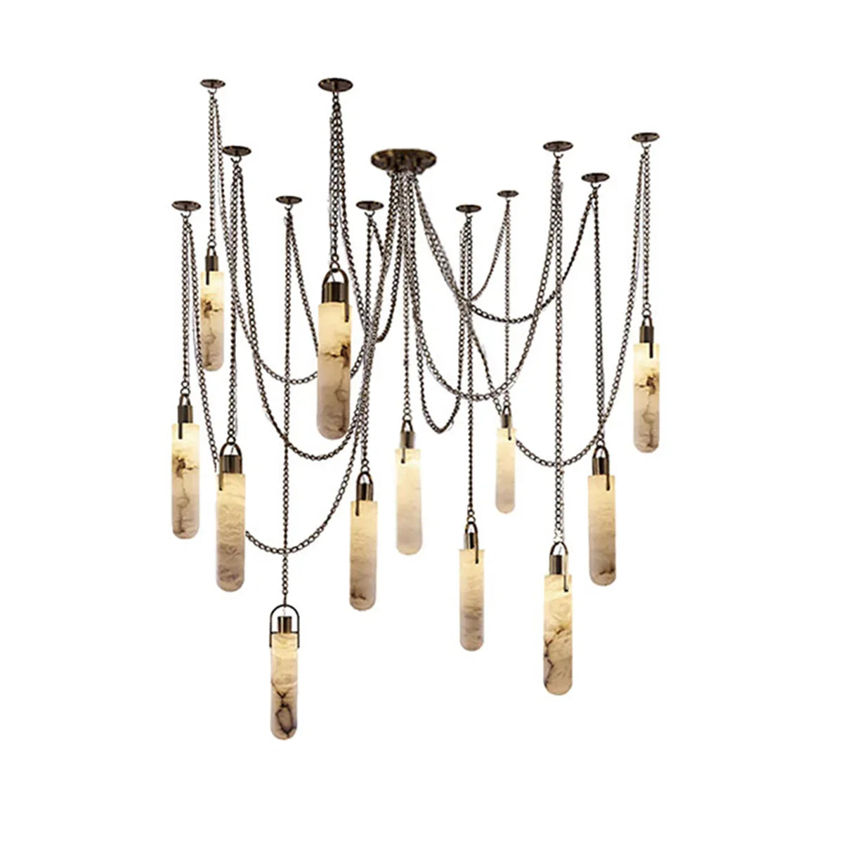 Alabaster Cylindrical Draped Chain Chandelier – Alabaster detail 28