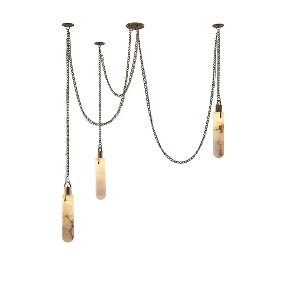 Alabaster Cylindrical Draped Chain Chandelier – Alabaster detail 22