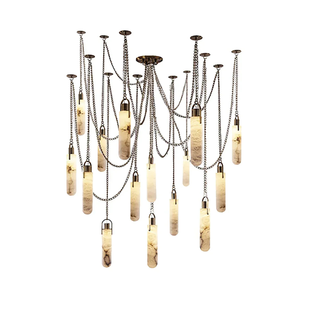 Alabaster Cylindrical Draped Chain Chandelier – Alabaster detail 29
