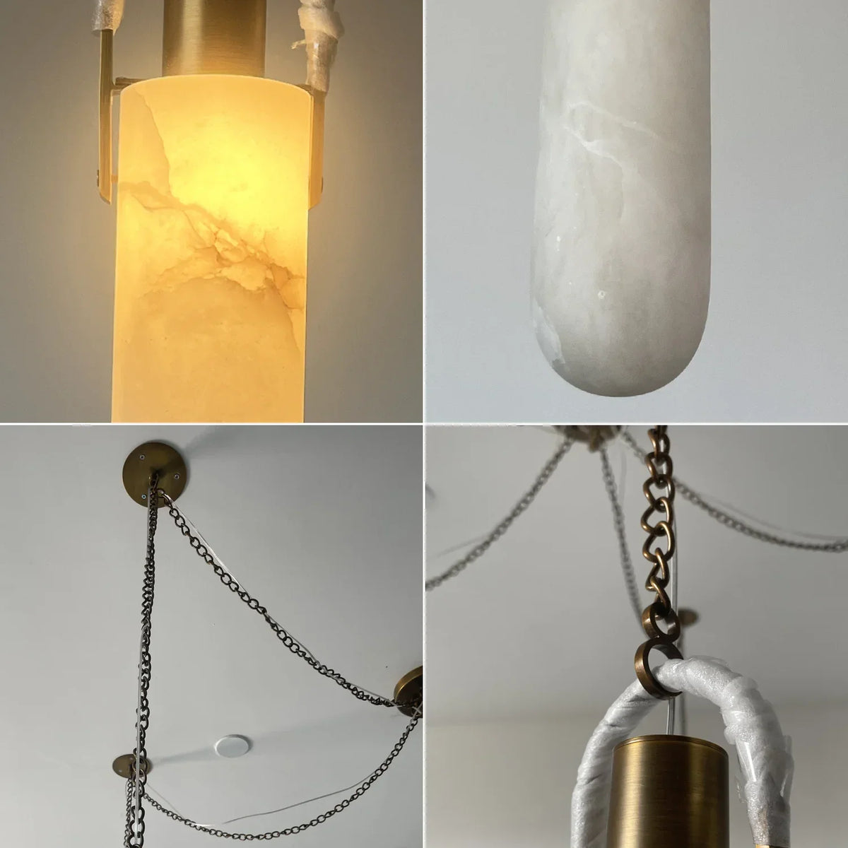 Alabaster Cylindrical Draped Chain Chandelier – Alabaster detail 19