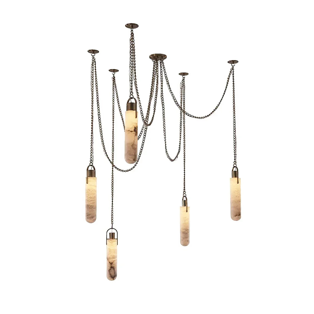 Alabaster Cylindrical Draped Chain Chandelier – Alabaster detail 25