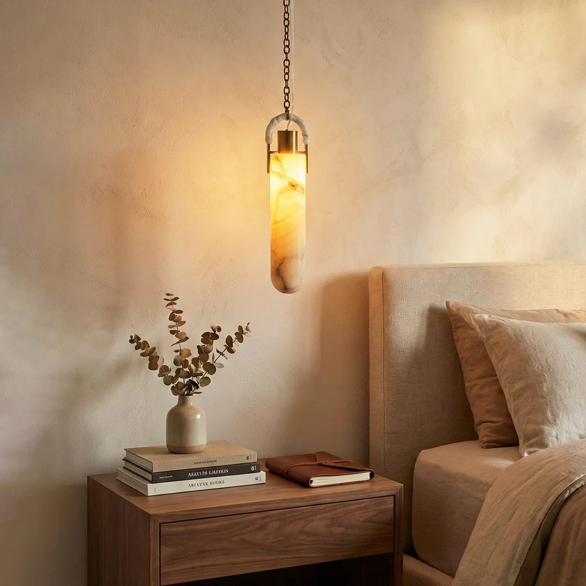 Alabaster Cylindrical Draped Chain Chandelier – Alabaster detail 8