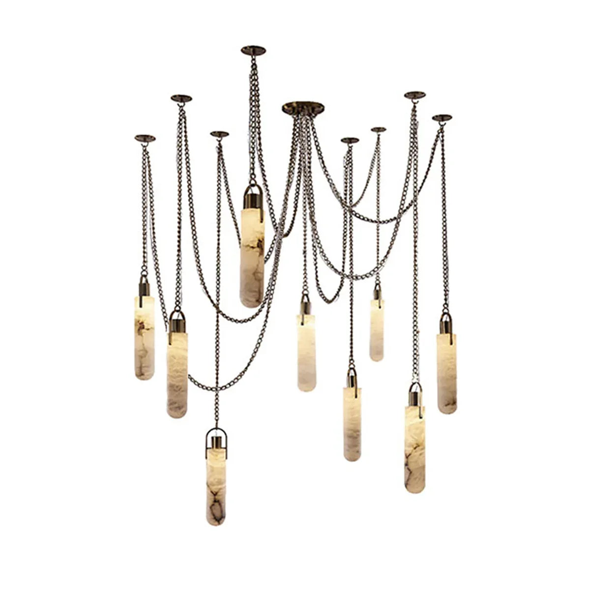 Alabaster Cylindrical Draped Chain Chandelier – Alabaster detail 27