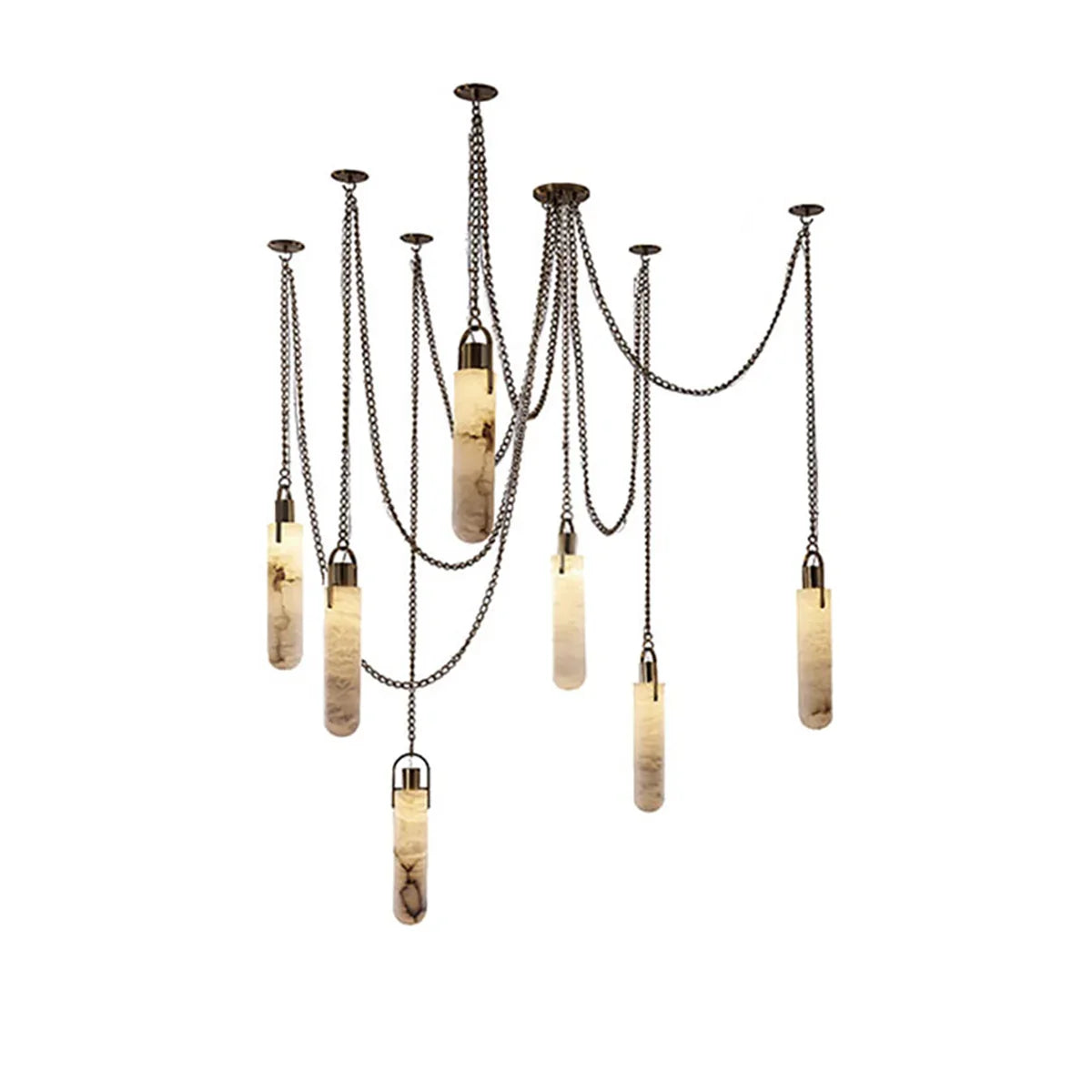 Alabaster Cylindrical Draped Chain Chandelier – Alabaster detail 26