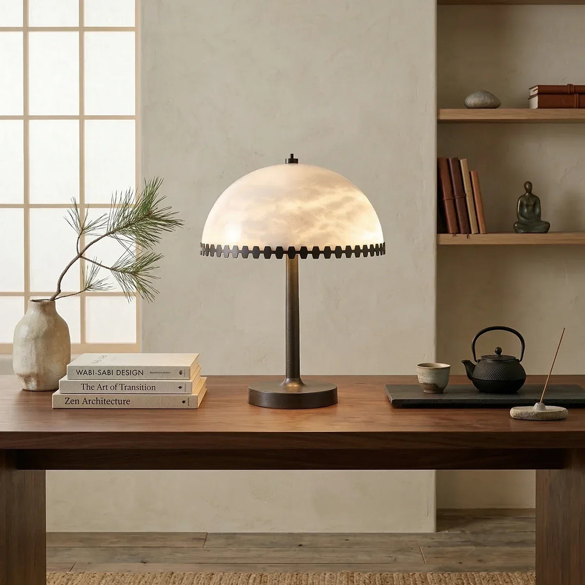 Alabaster Dome Trim Table Lamp – Alabaster detail 6