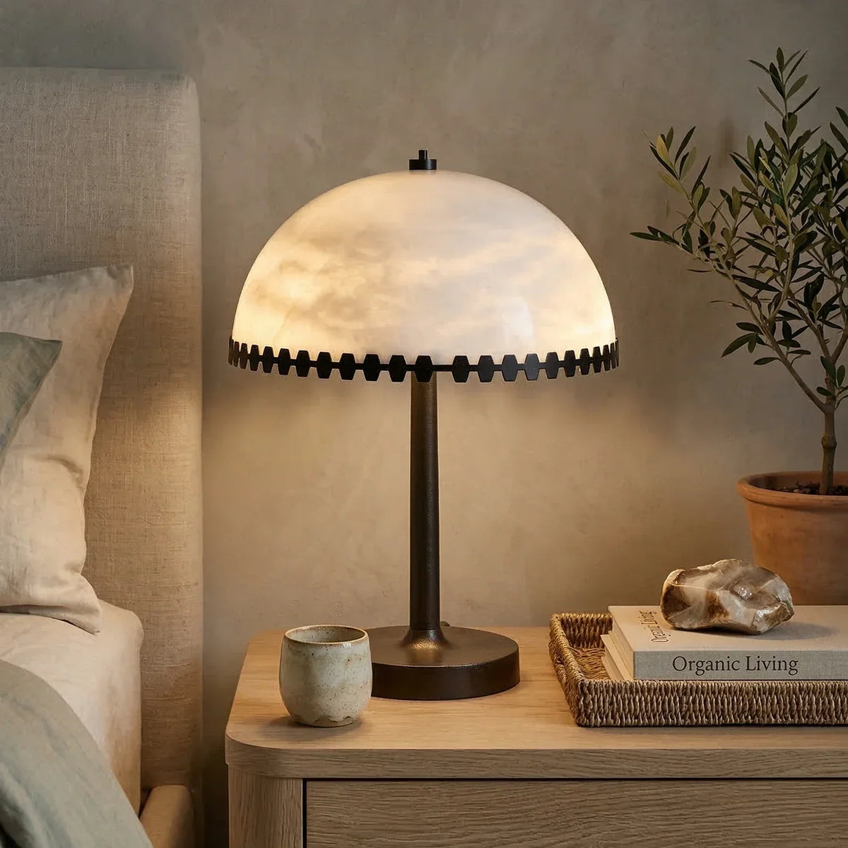 Alabaster Dome Trim Table Lamp – Alabaster detail 5