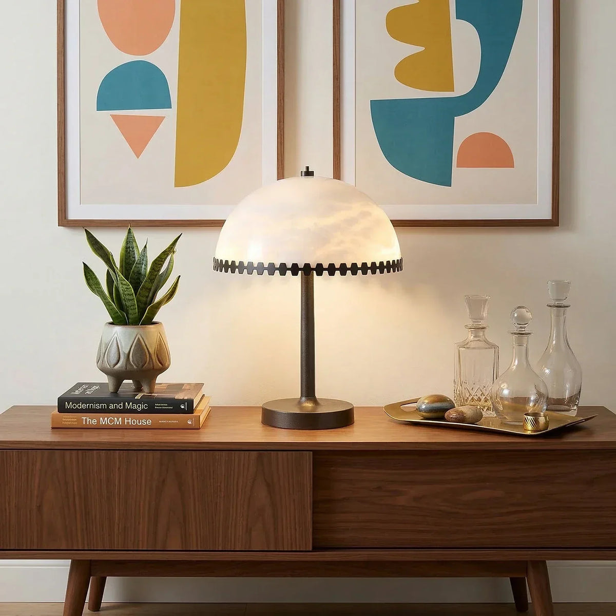 Alabaster Dome Trim Table Lamp – Alabaster detail 2