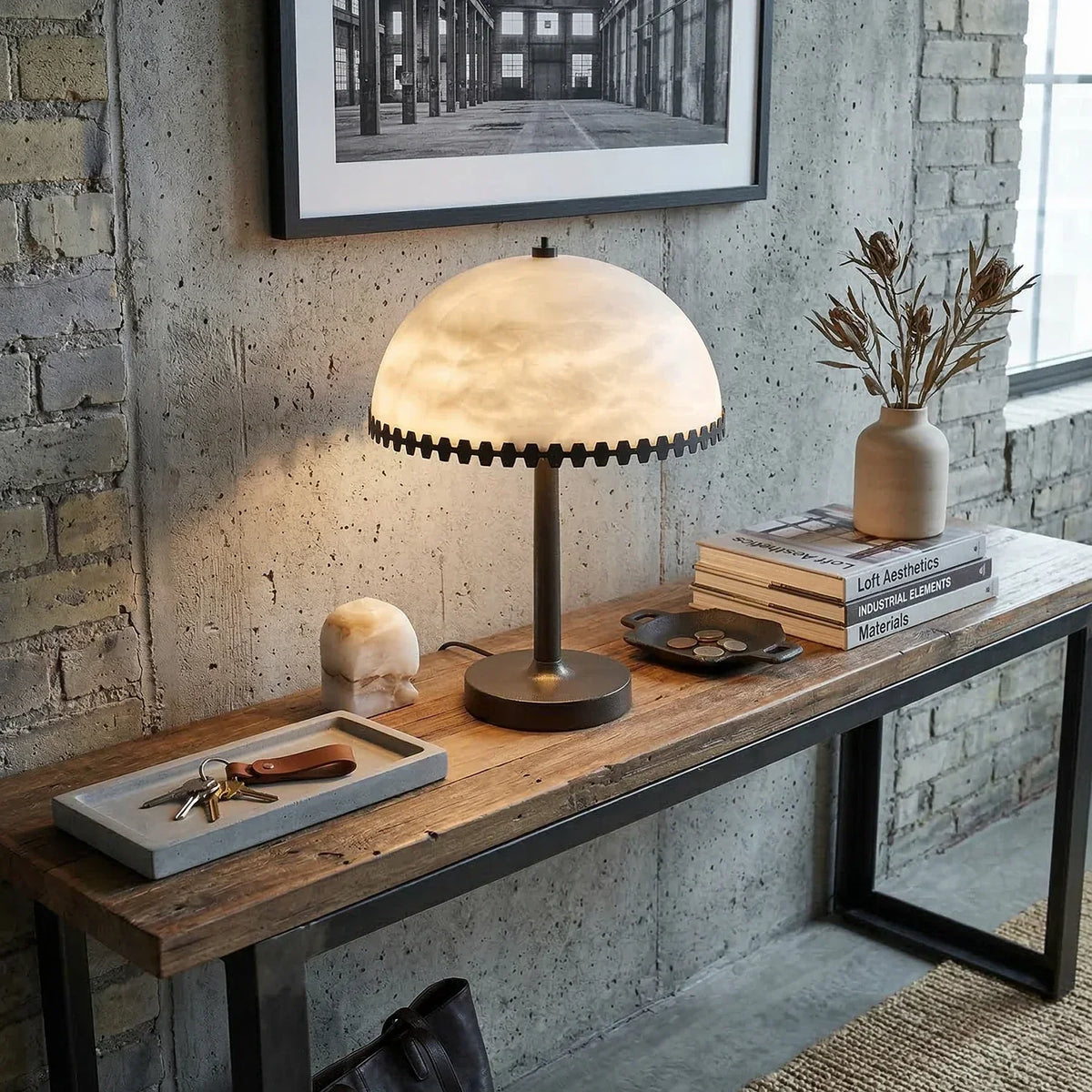 Alabaster Dome Trim Table Lamp – Alabaster detail 3