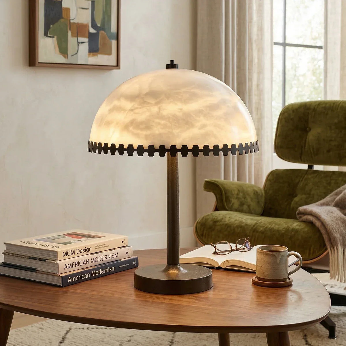Alabaster Dome Trim Table Lamp – Alabaster detail 4