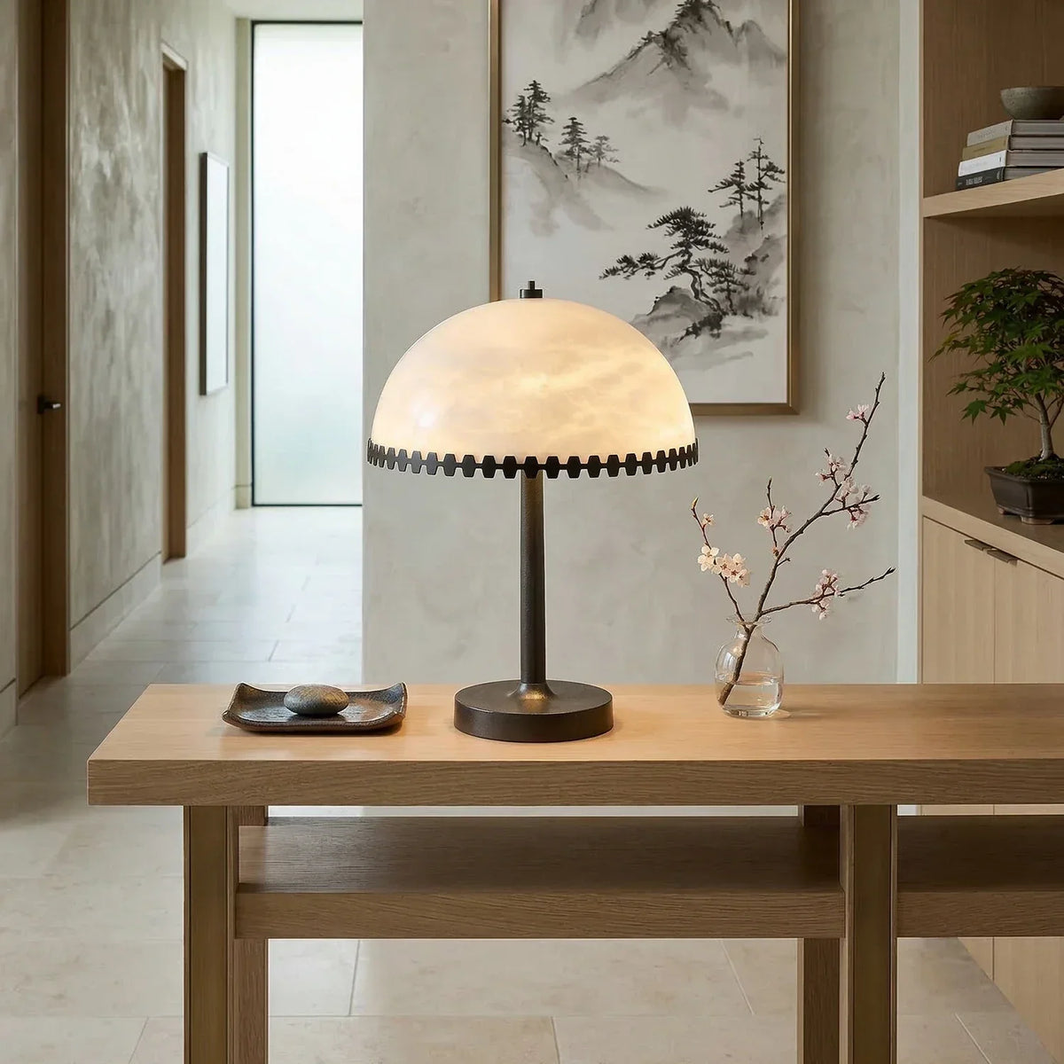 Alabaster Dome Trim Table Lamp – Alabaster detail 7