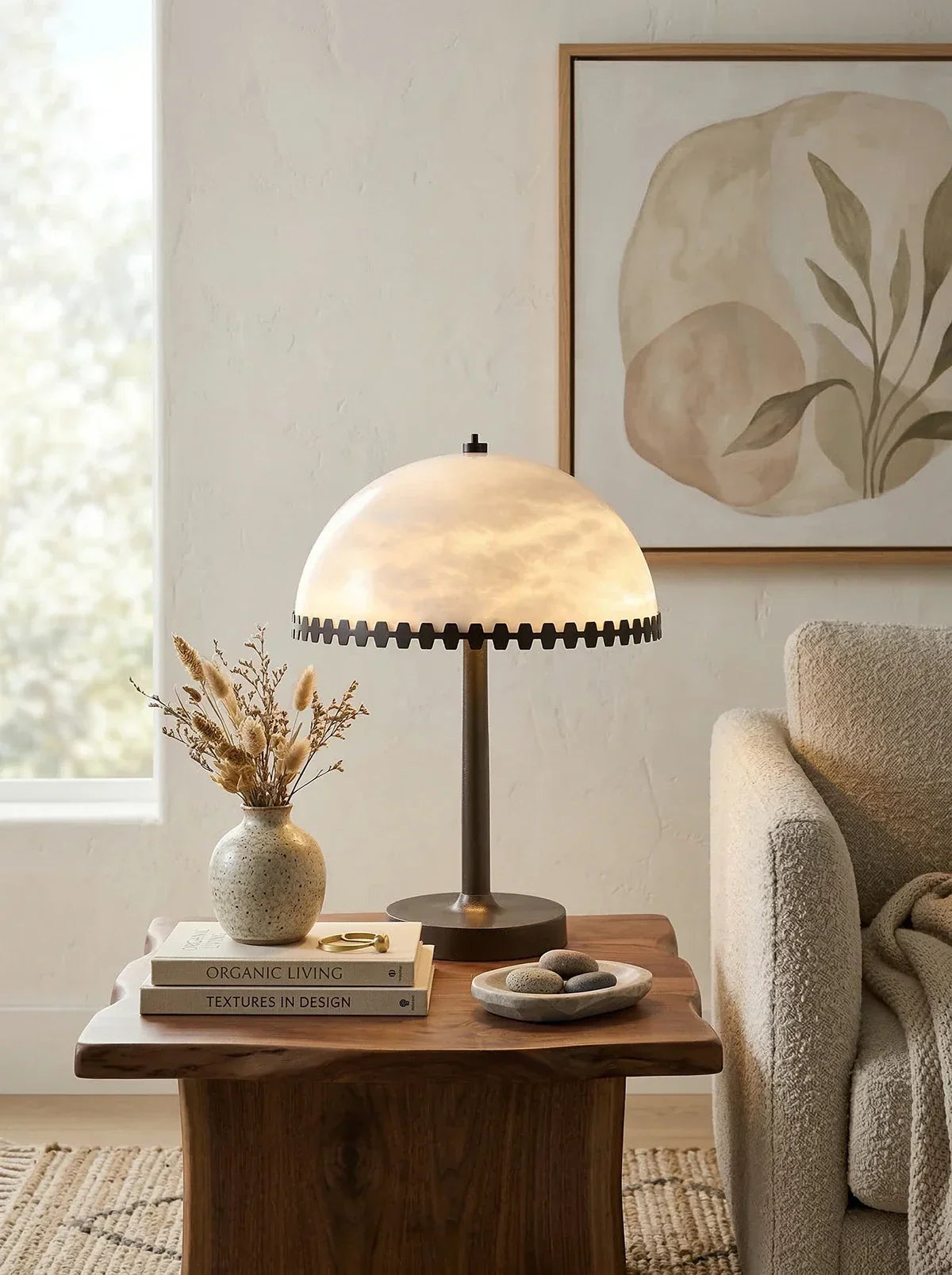 Alabaster Dome Trim Table Lamp – Alabaster detail 11