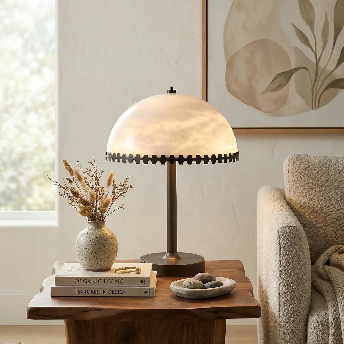 Alabaster Dome Trim Table Lamp – Alabaster detail 8