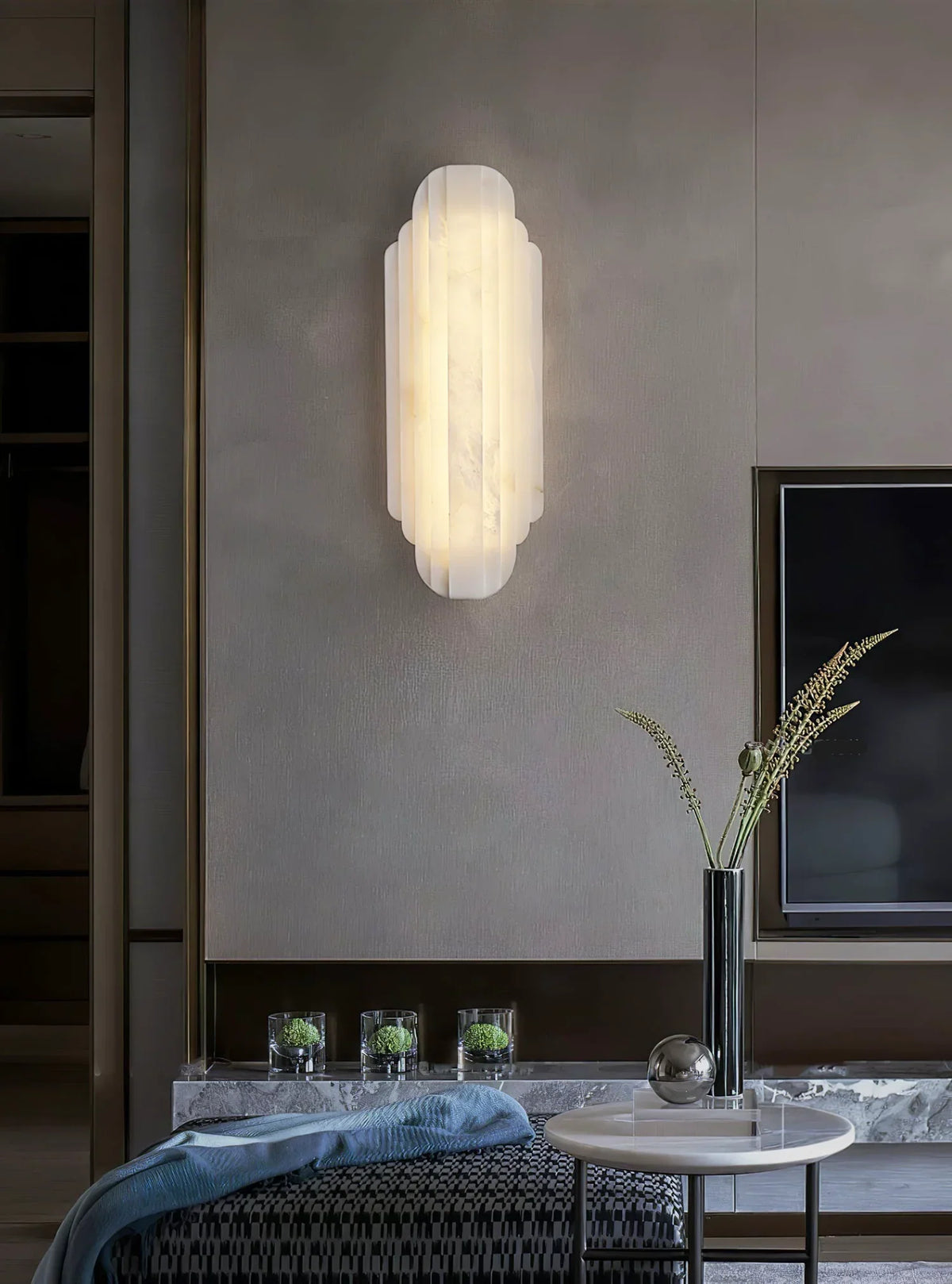 Alabaster Estelle Vertical Stripes Wall Sconce – Alabaster detail 11