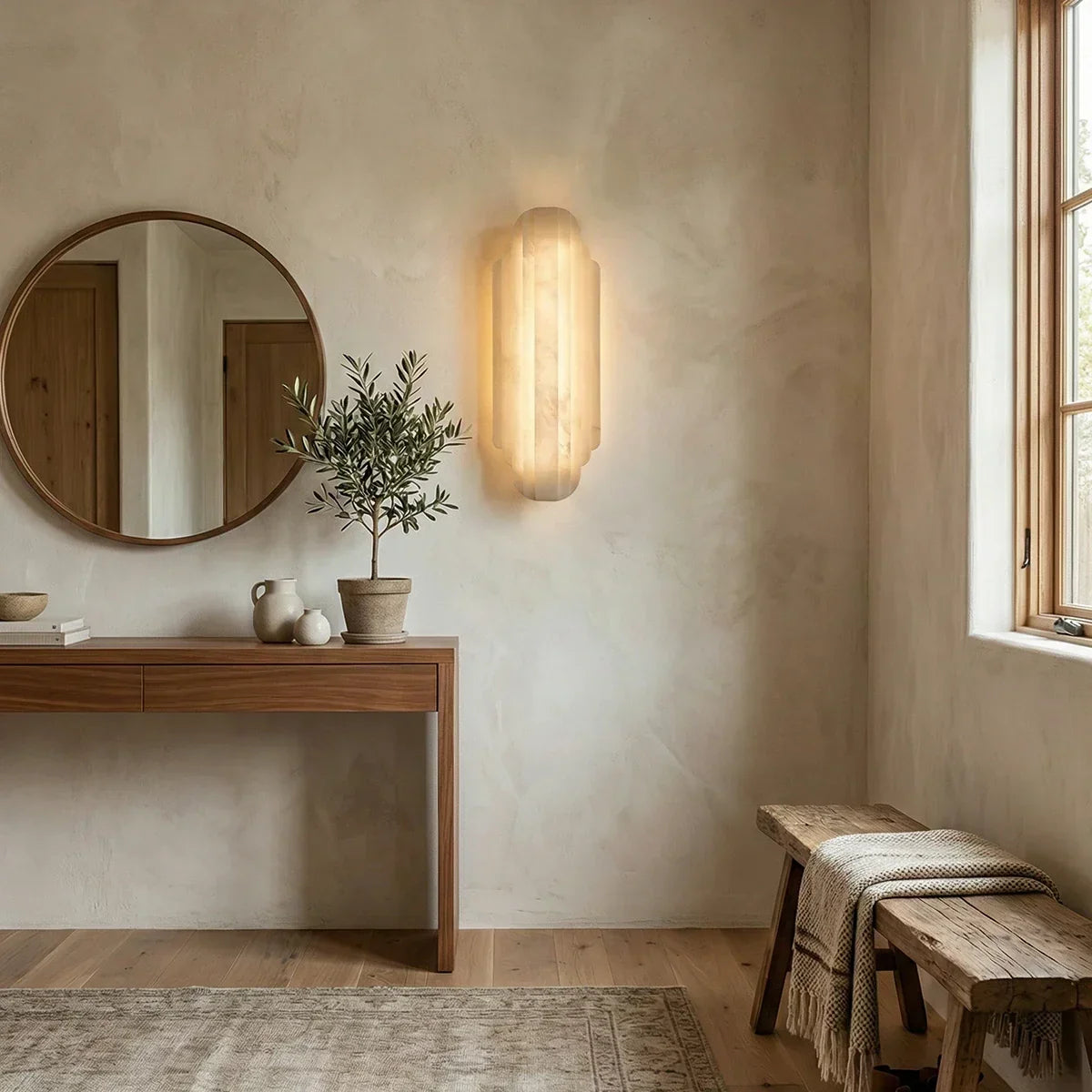 Alabaster Estelle Vertical Stripes Wall Sconce – Alabaster detail 4