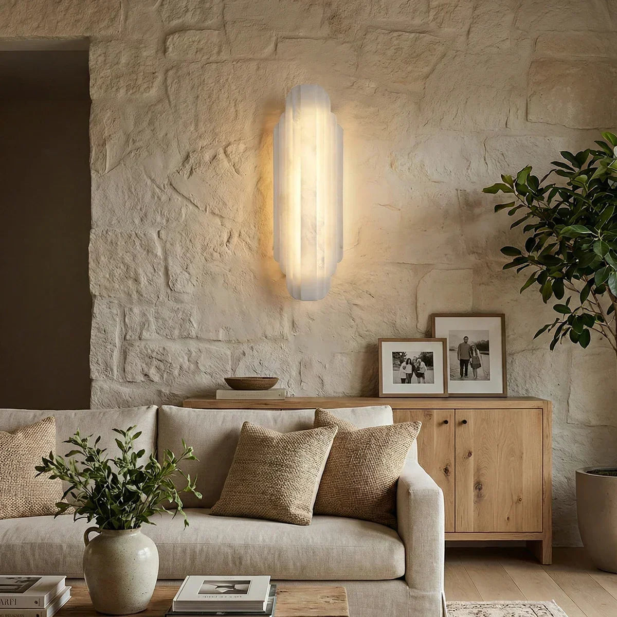 Alabaster Estelle Vertical Stripes Wall Sconce – Alabaster detail 3