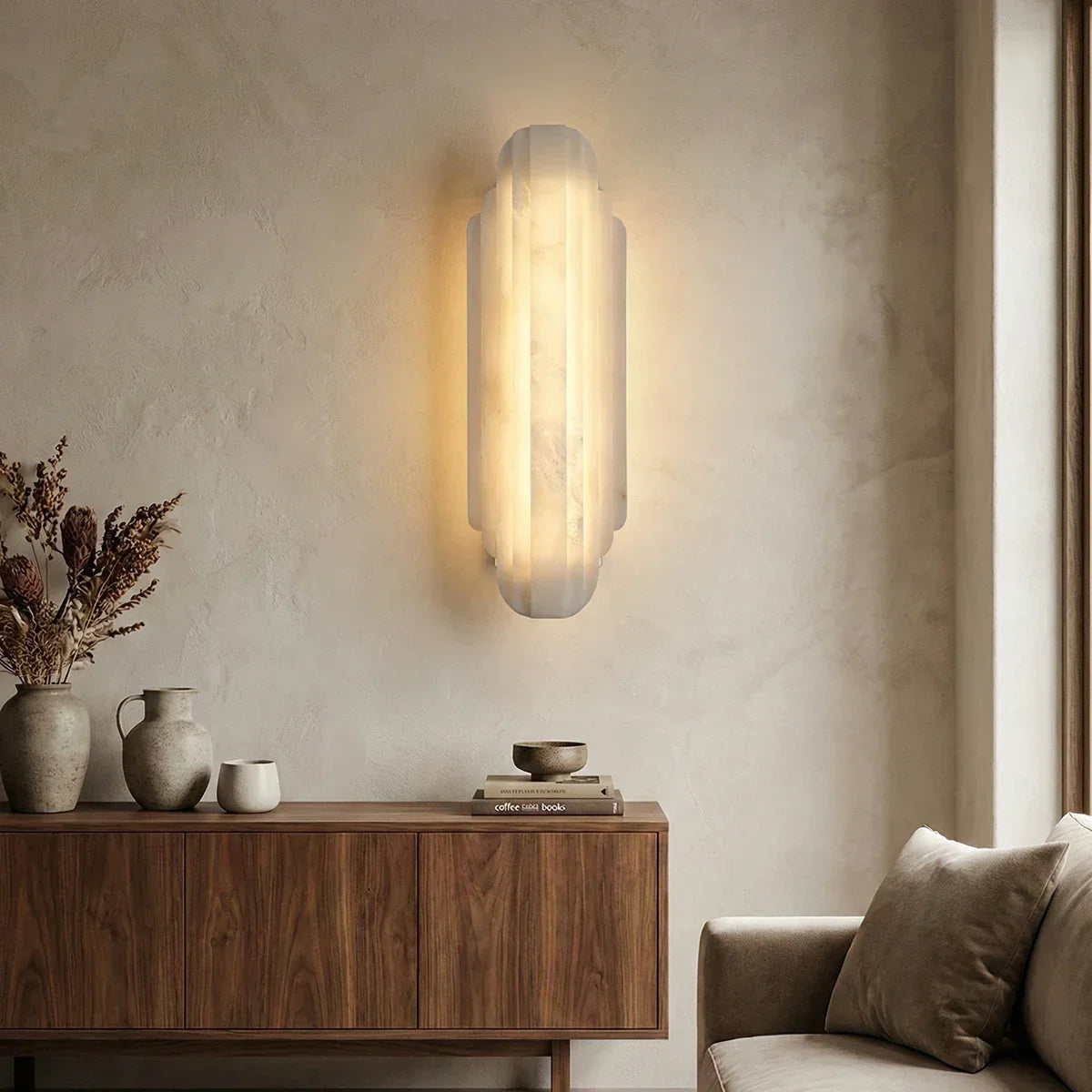 Alabaster Estelle Vertical Stripes Wall Sconce – Alabaster detail 5