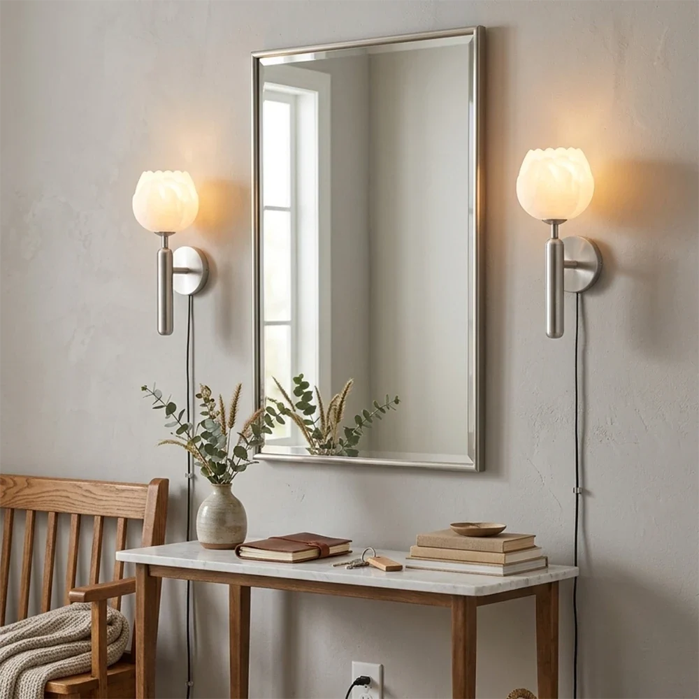 Alabaster Flower Plug-in Wall Lamp – Alabaster detail 9