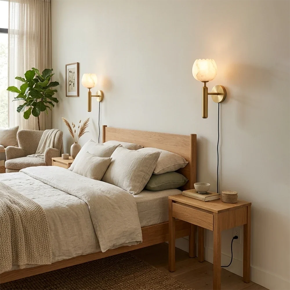 Alabaster Flower Plug-in Wall Lamp – Alabaster detail 7