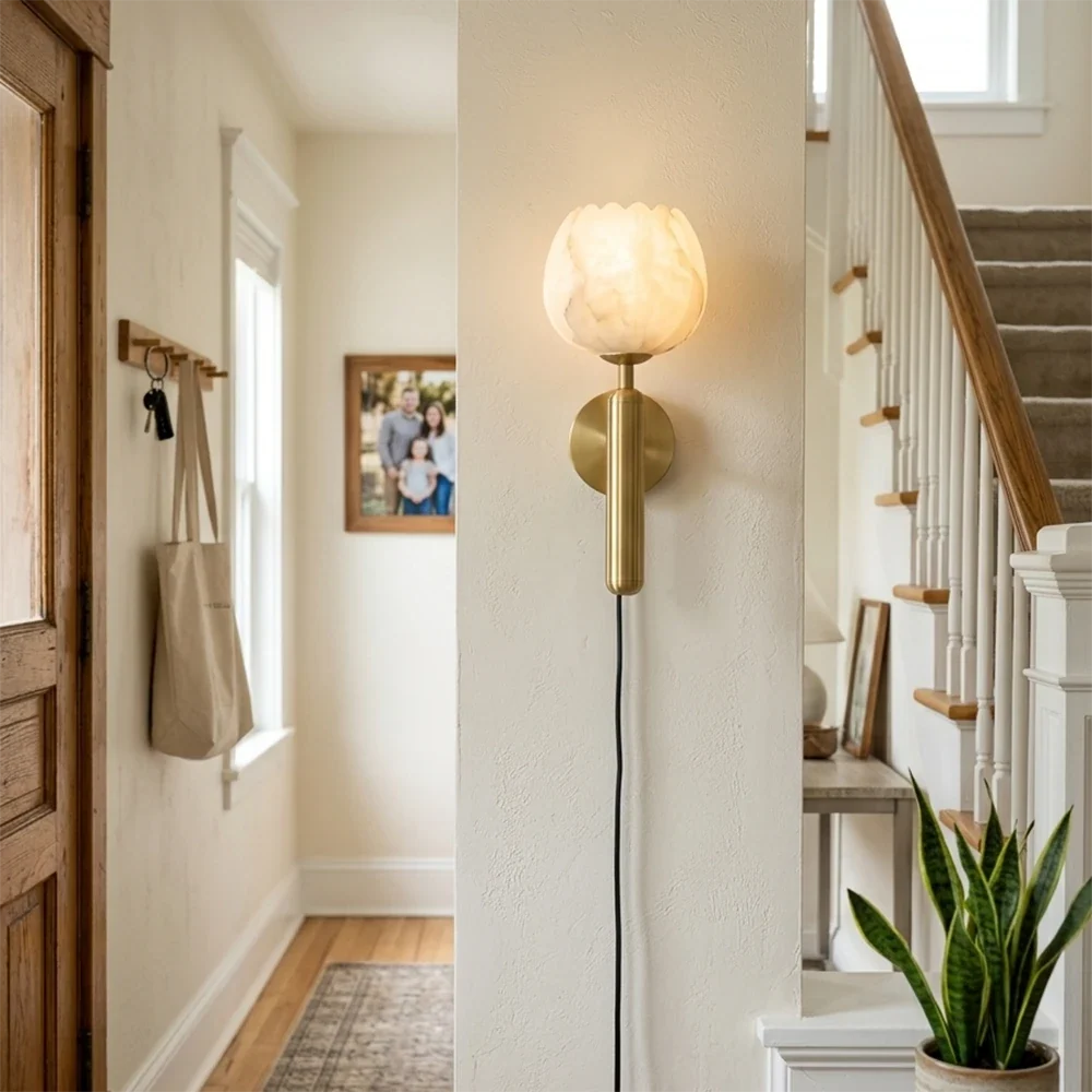 Alabaster Flower Plug-in Wall Lamp – Alabaster detail 6