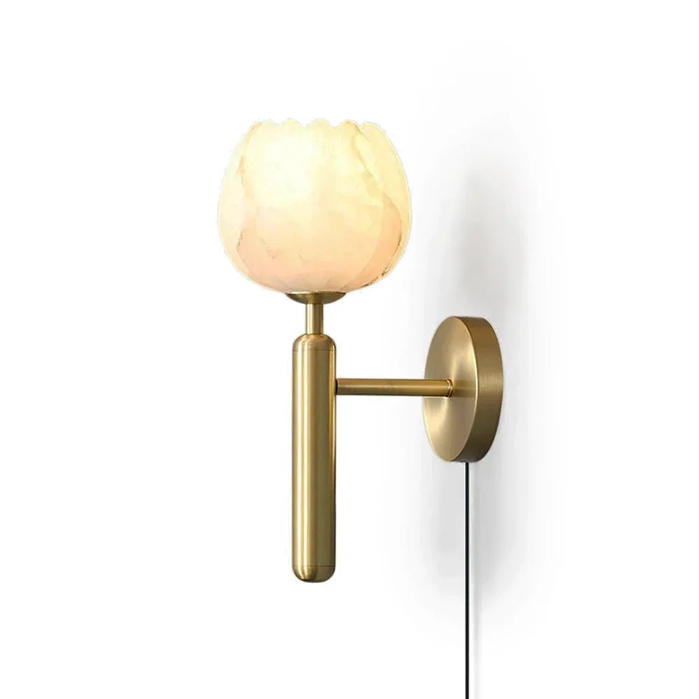 Alabaster Flower Plug-in Wall Lamp