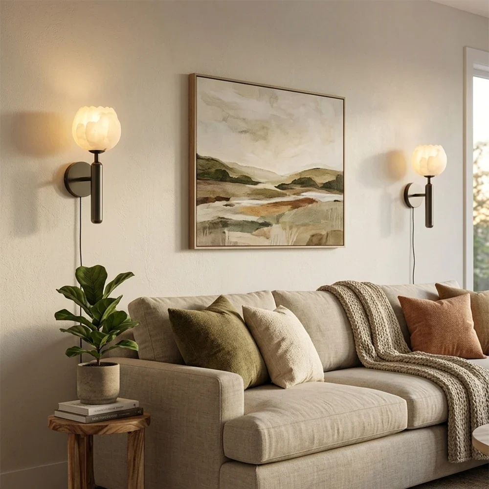 Alabaster Flower Plug-in Wall Lamp – Alabaster detail 8