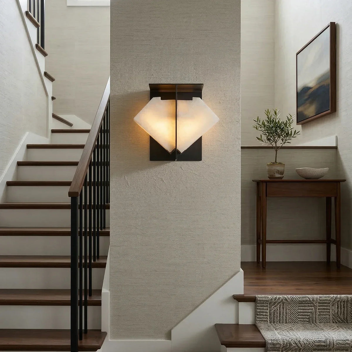 Alabaster Folded Halo Geometric Wall Sconce – Alabaster detail 7