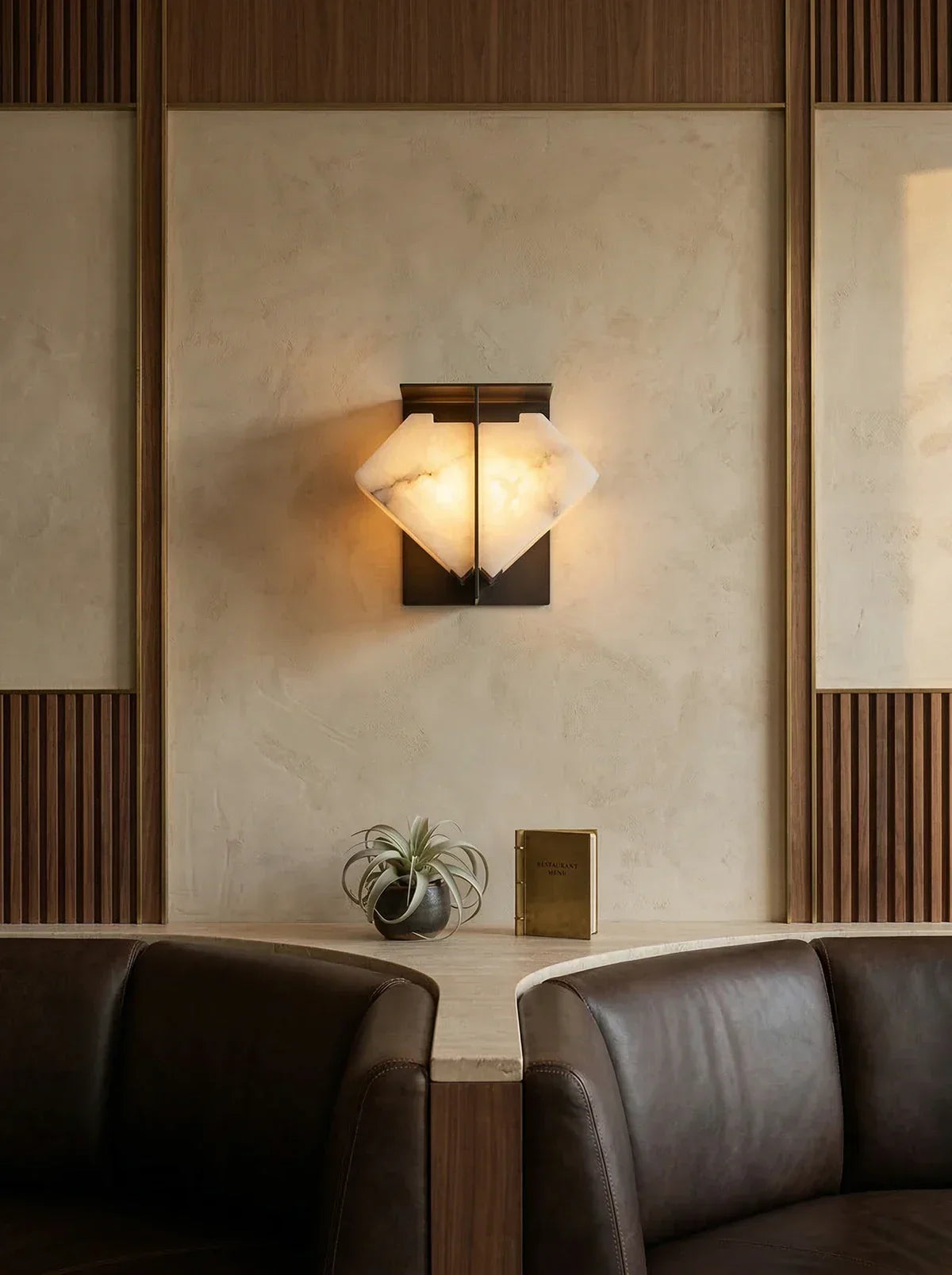 Alabaster Folded Halo Geometric Wall Sconce – Alabaster detail 10