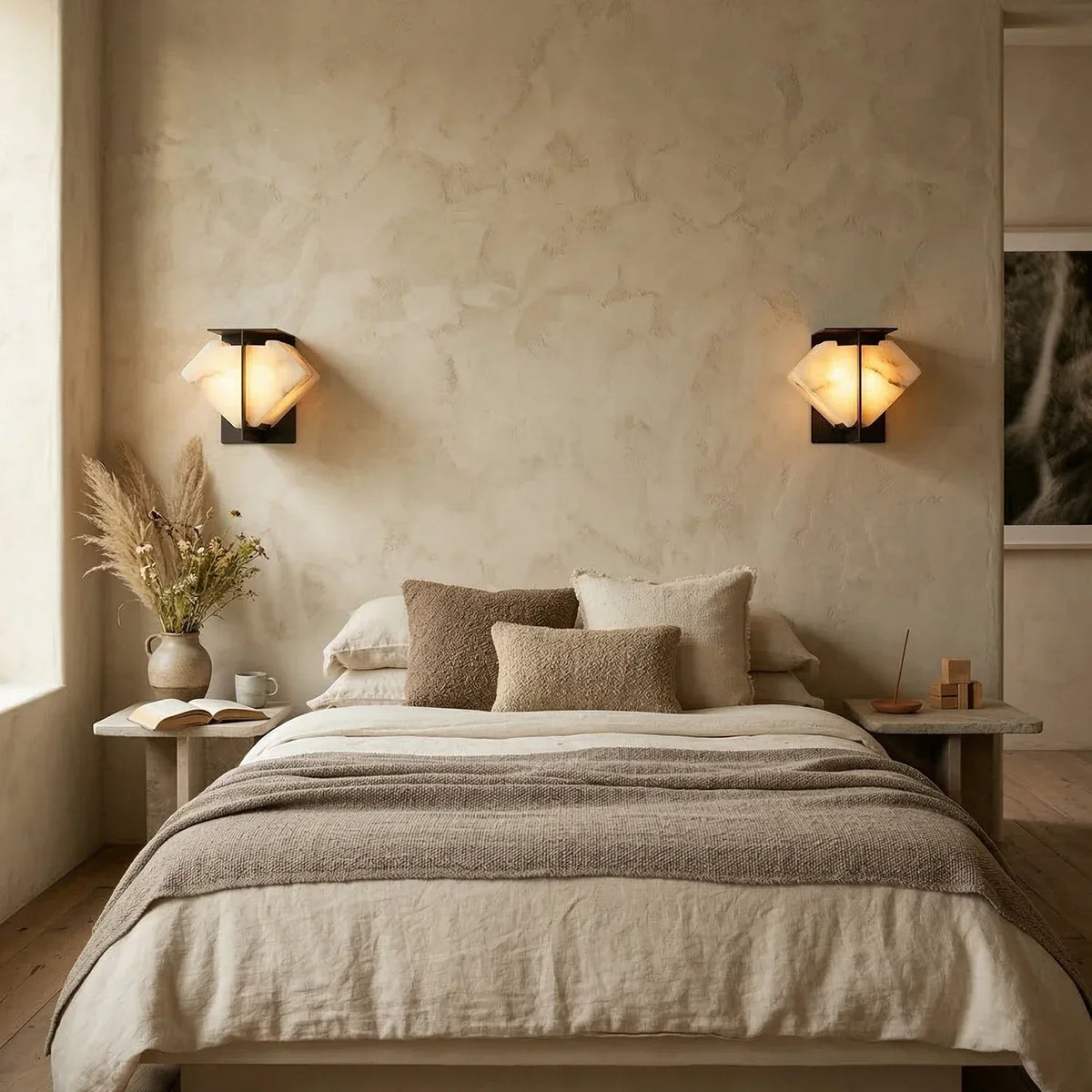 Alabaster Folded Halo Geometric Wall Sconce – Alabaster detail 9