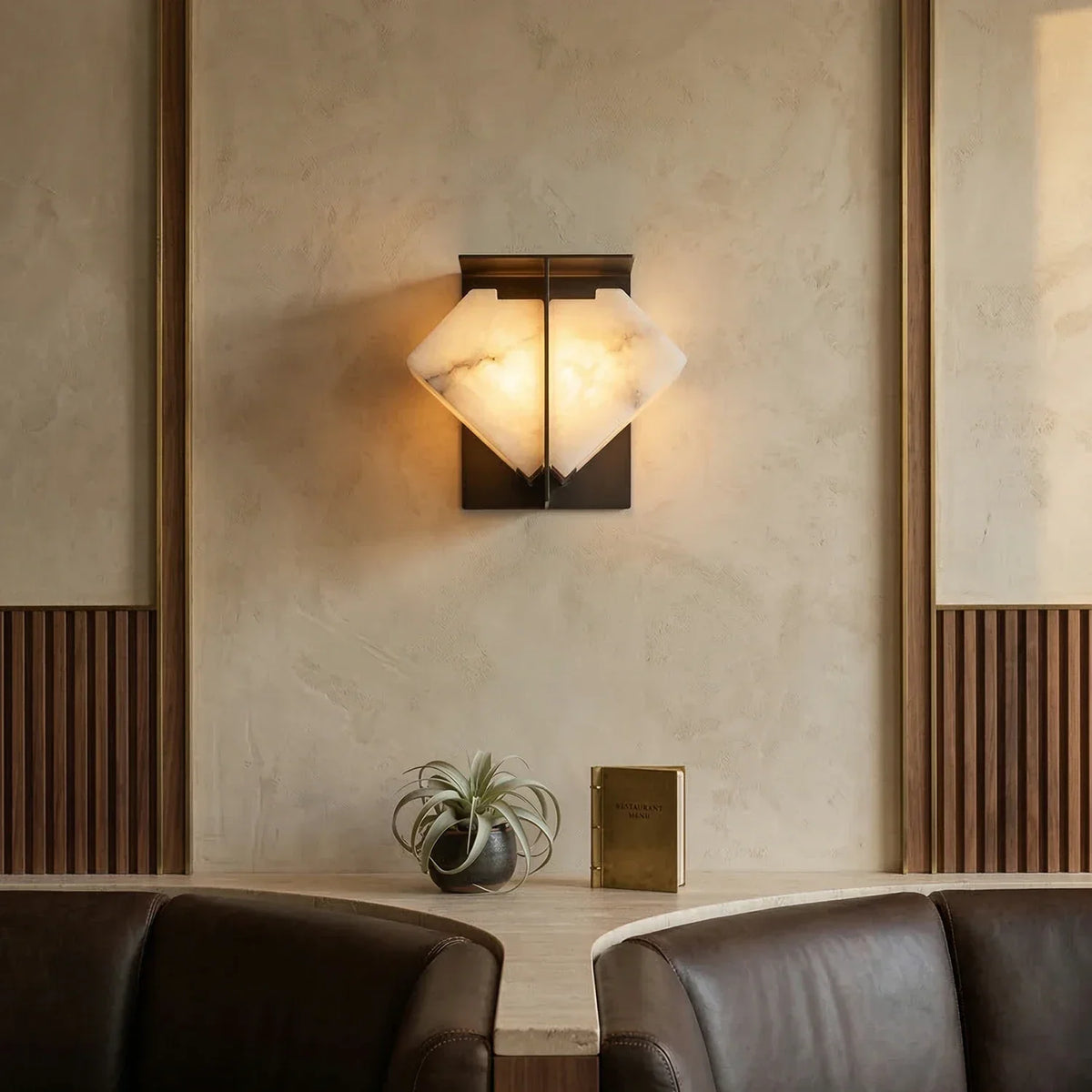 Alabaster Folded Halo Geometric Wall Sconce – Alabaster detail 2