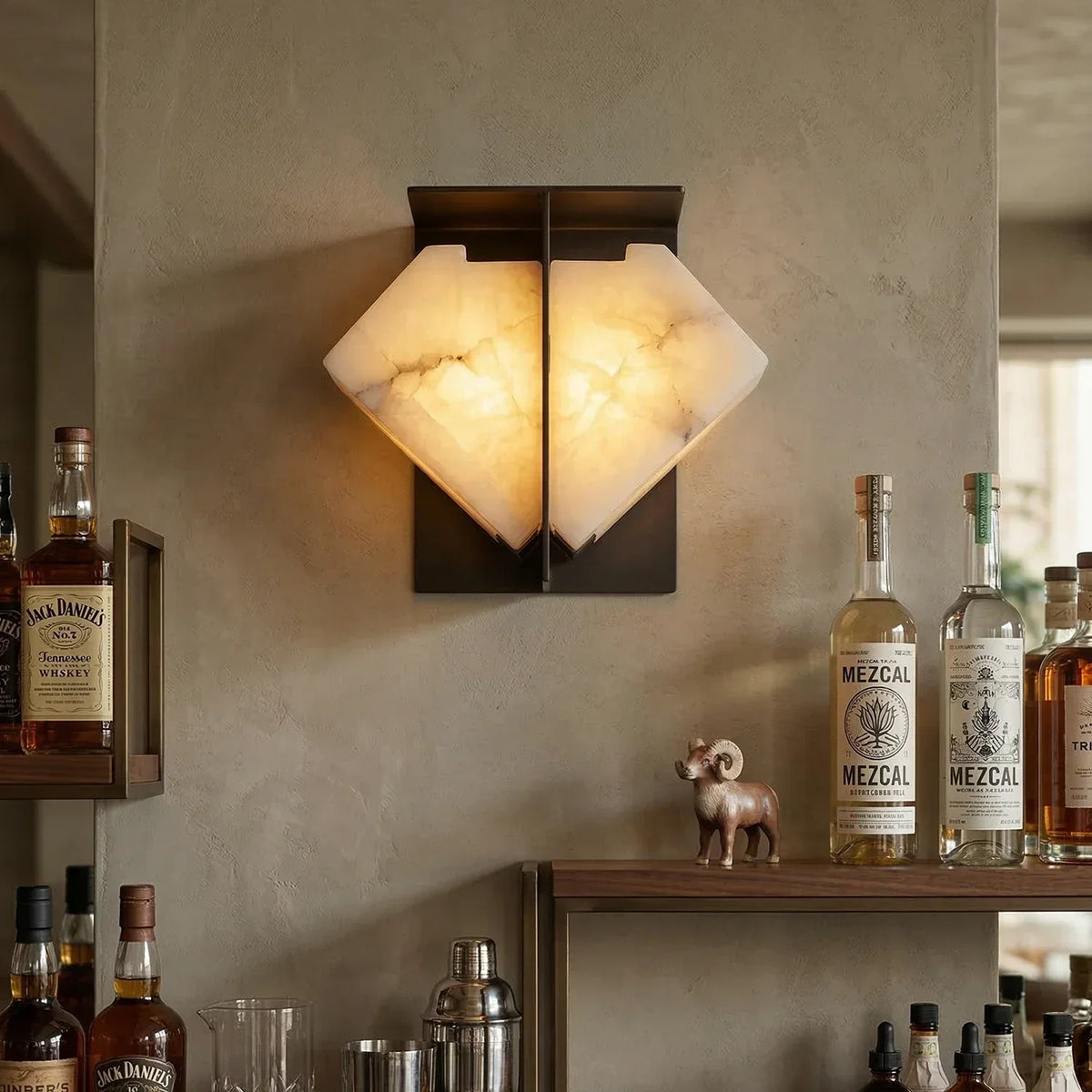 Alabaster Folded Halo Geometric Wall Sconce – Alabaster detail 8