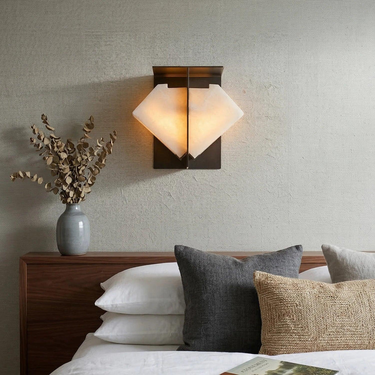 Alabaster Folded Halo Geometric Wall Sconce – Alabaster detail 3