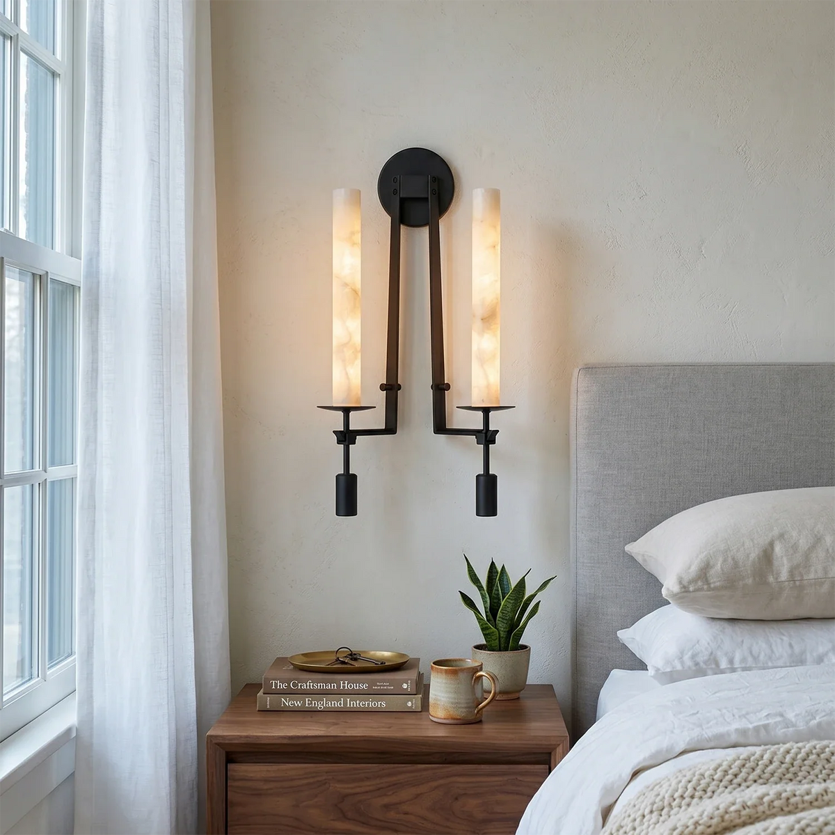 Alabaster Fontanelle Candlestick Wall Lamp – Alabaster detail 2