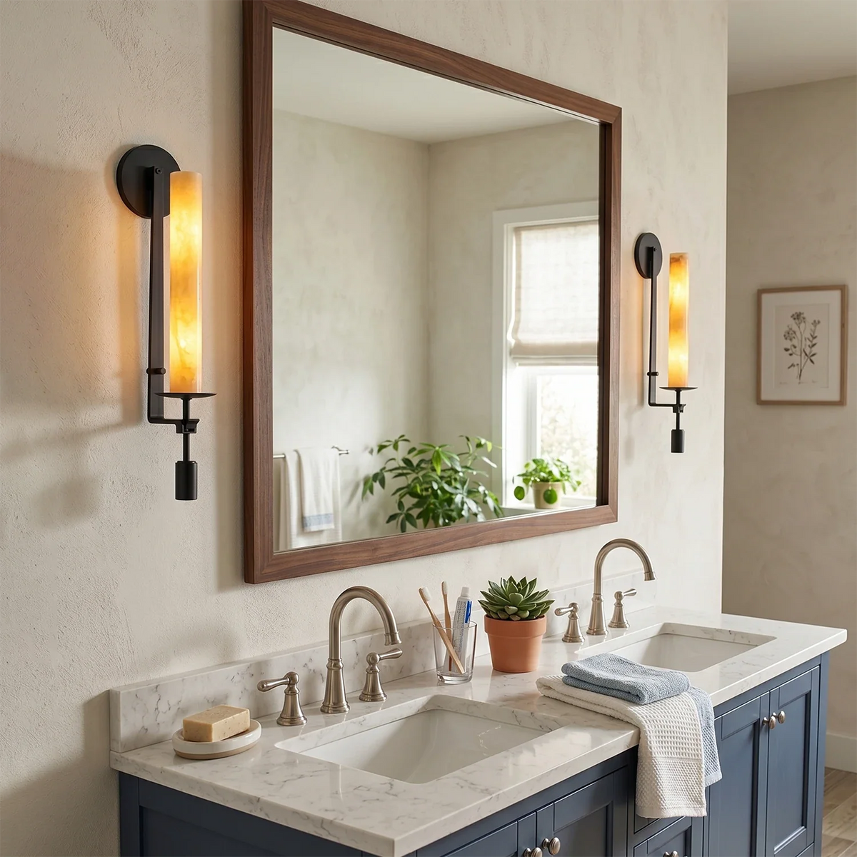 Alabaster Fontanelle Candlestick Wall Lamp – Alabaster detail 9
