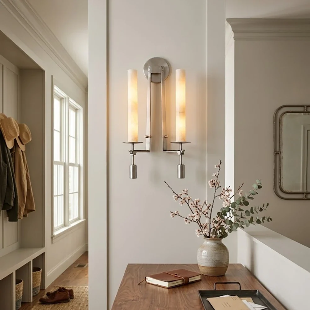 Alabaster Fontanelle Candlestick Wall Lamp – Alabaster detail 3