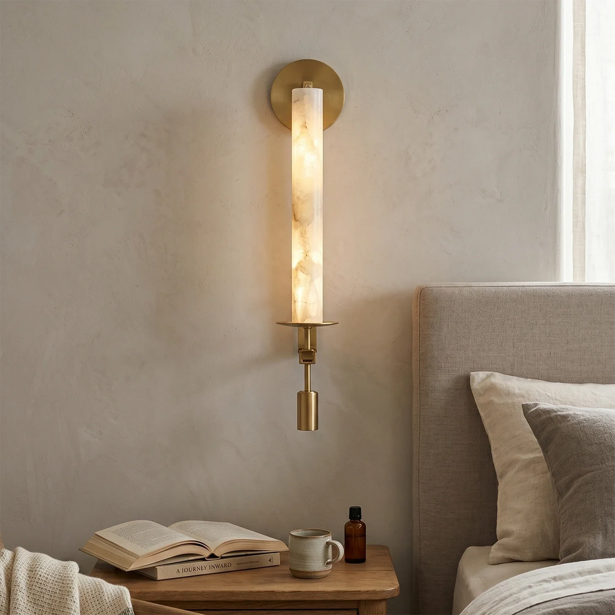 Alabaster Fontanelle Candlestick Wall Lamp – Alabaster detail 5