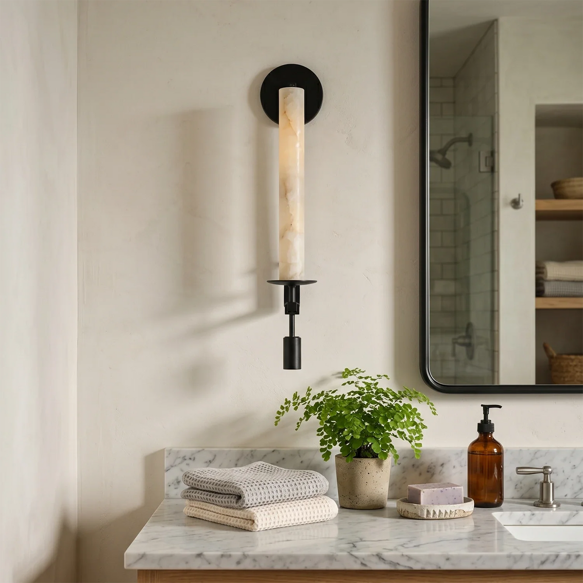 Alabaster Fontanelle Candlestick Wall Lamp – Alabaster detail 7