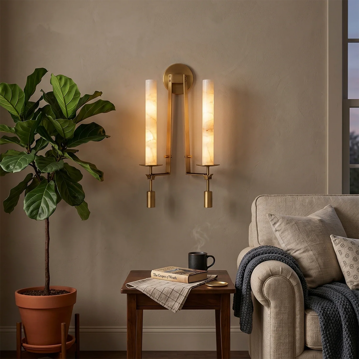 Alabaster Fontanelle Candlestick Wall Lamp – Alabaster detail 4