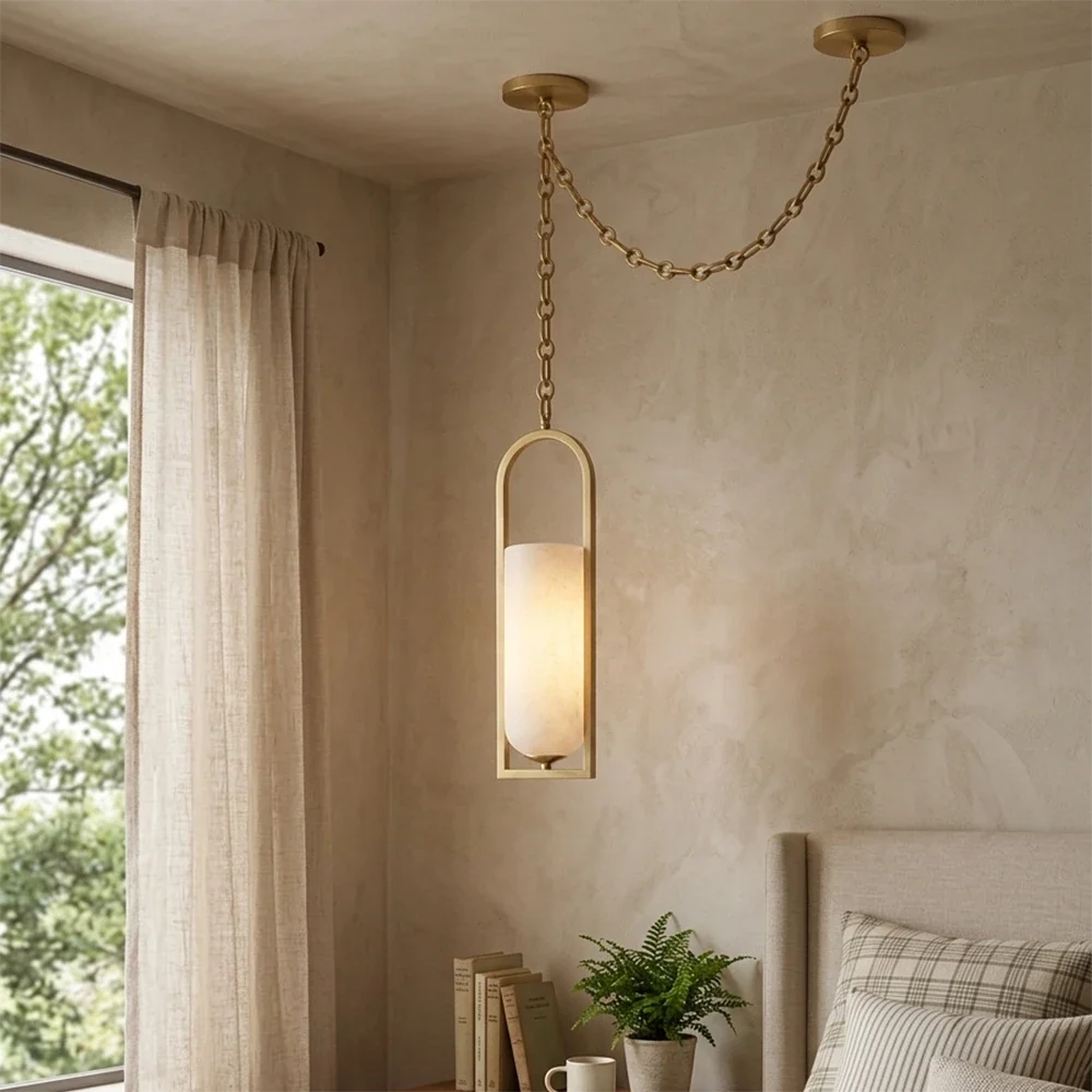 Alabaster Melange Small Chain Chandelier – Alabaster detail 5