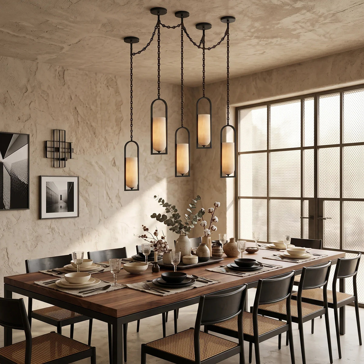 Alabaster Melange Small Chain Chandelier – Alabaster detail 12