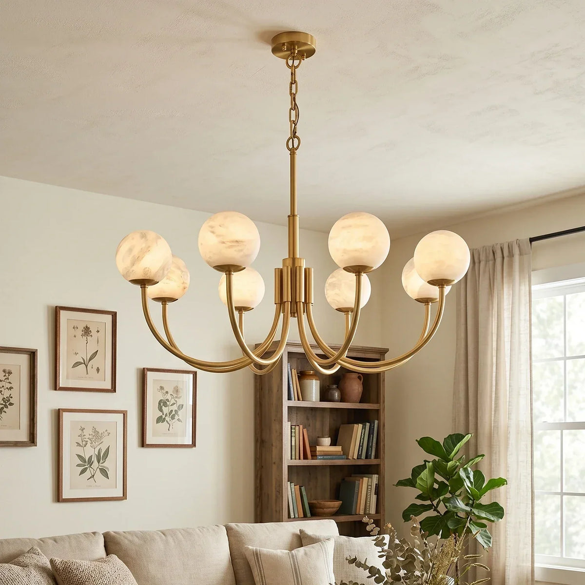 Alabaster Modern Brass Chandelier – Alabaster detail 2