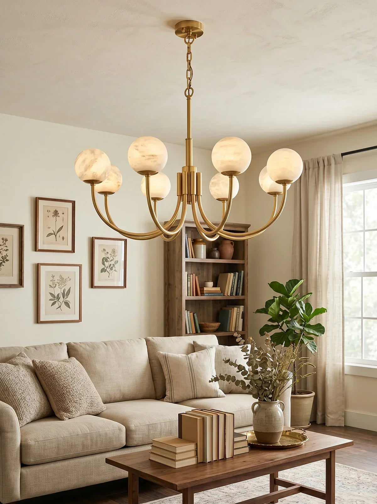 Alabaster Modern Brass Chandelier – Alabaster detail 18