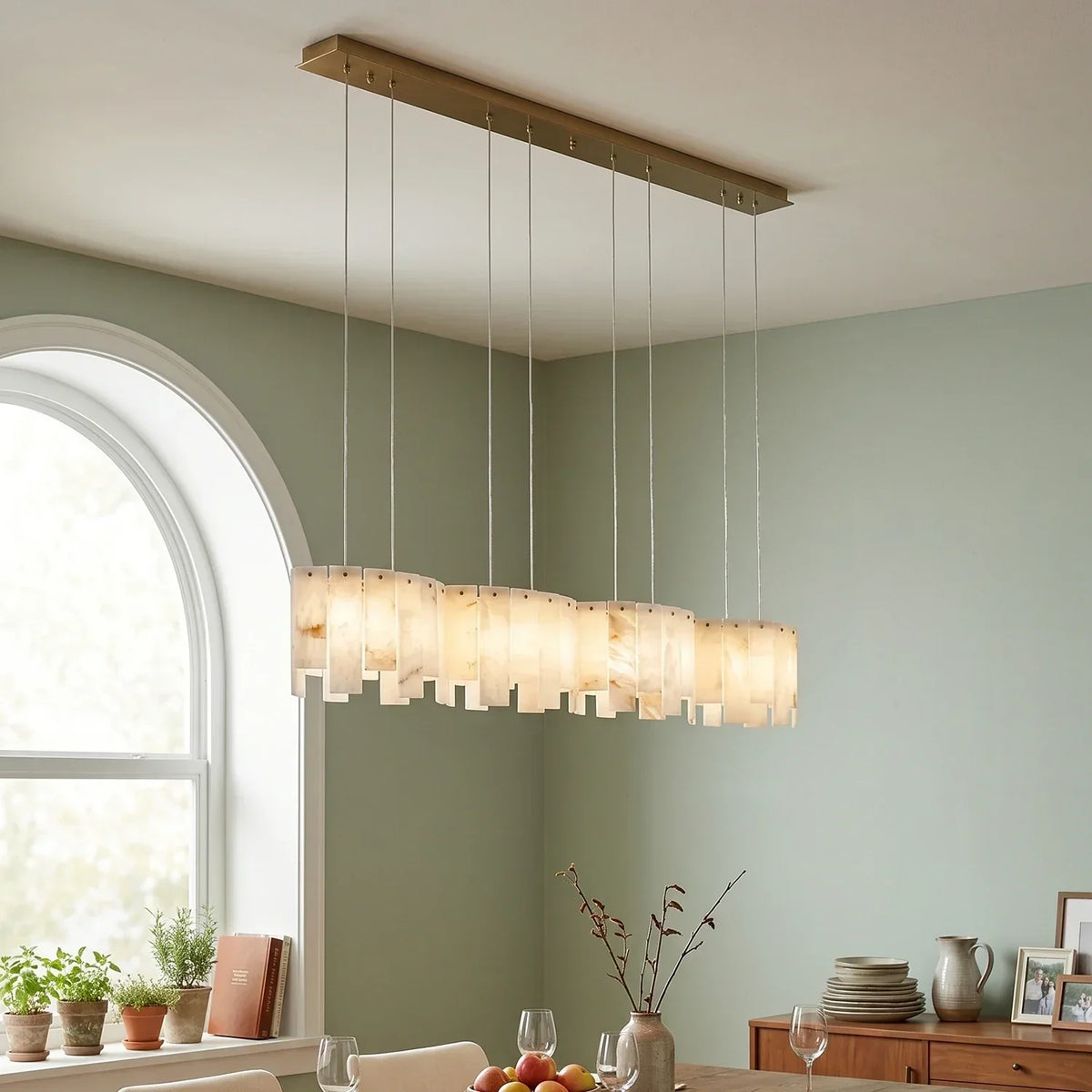 Alabaster Modern Layering Chandelier – Alabaster detail 2