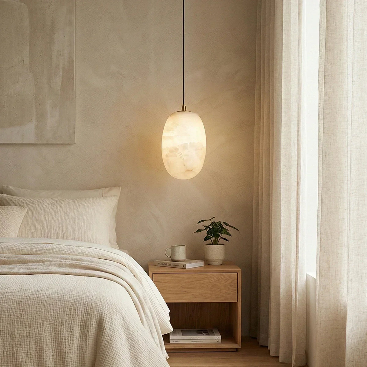 Alabaster Modern Pebble Pendant Lamp – Alabaster detail 2