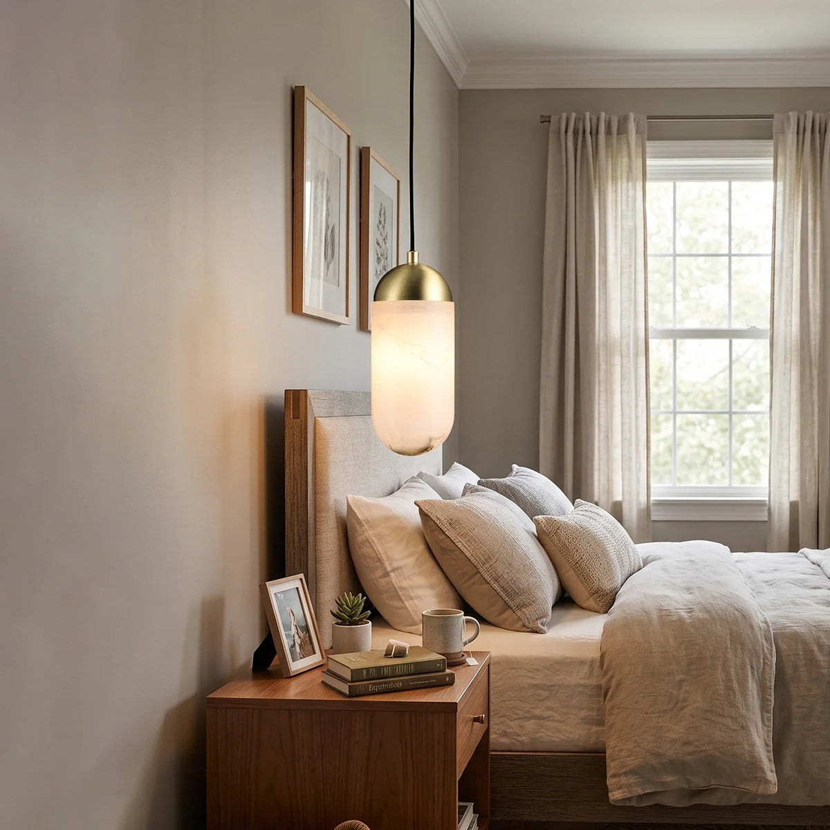 Alabaster Moonshade Copper Pendant Lamp – Alabaster detail 2