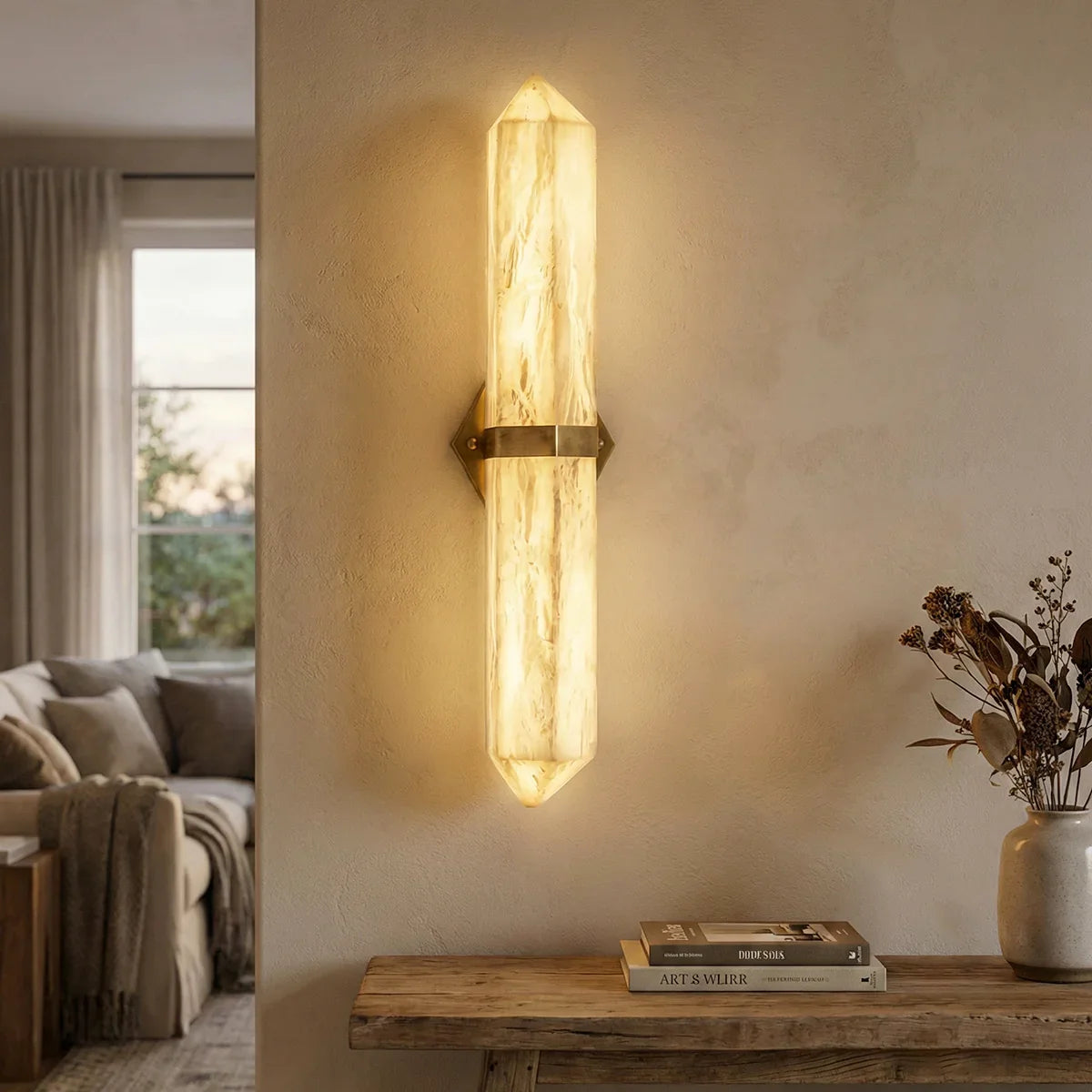 Alabaster Obelisk Wall Sconce – Alabaster detail 2