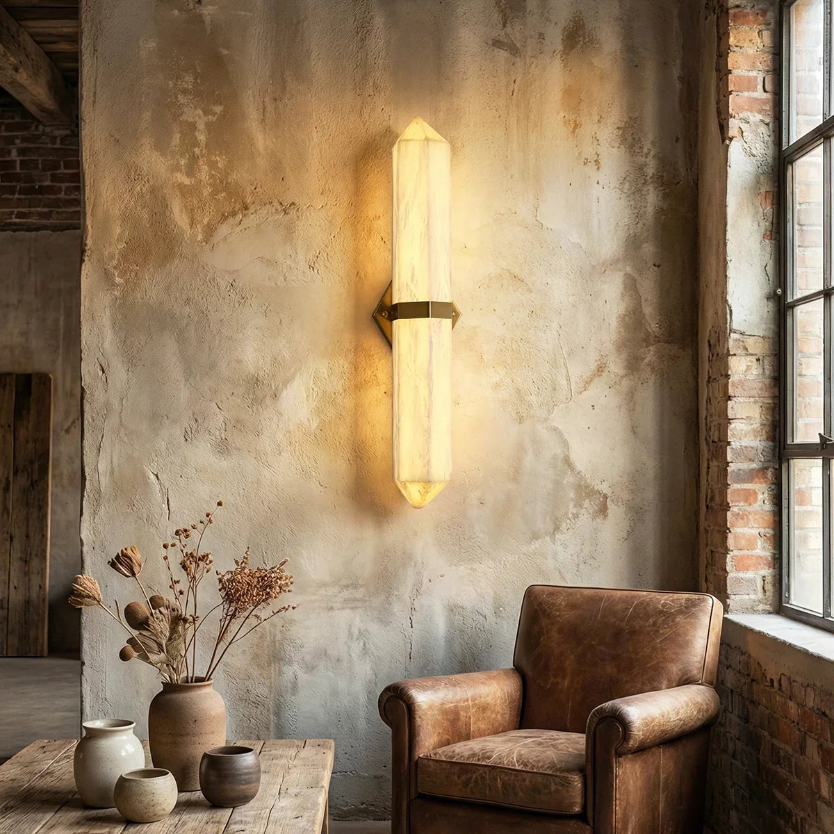 Alabaster Obelisk Wall Sconce – Alabaster detail 8